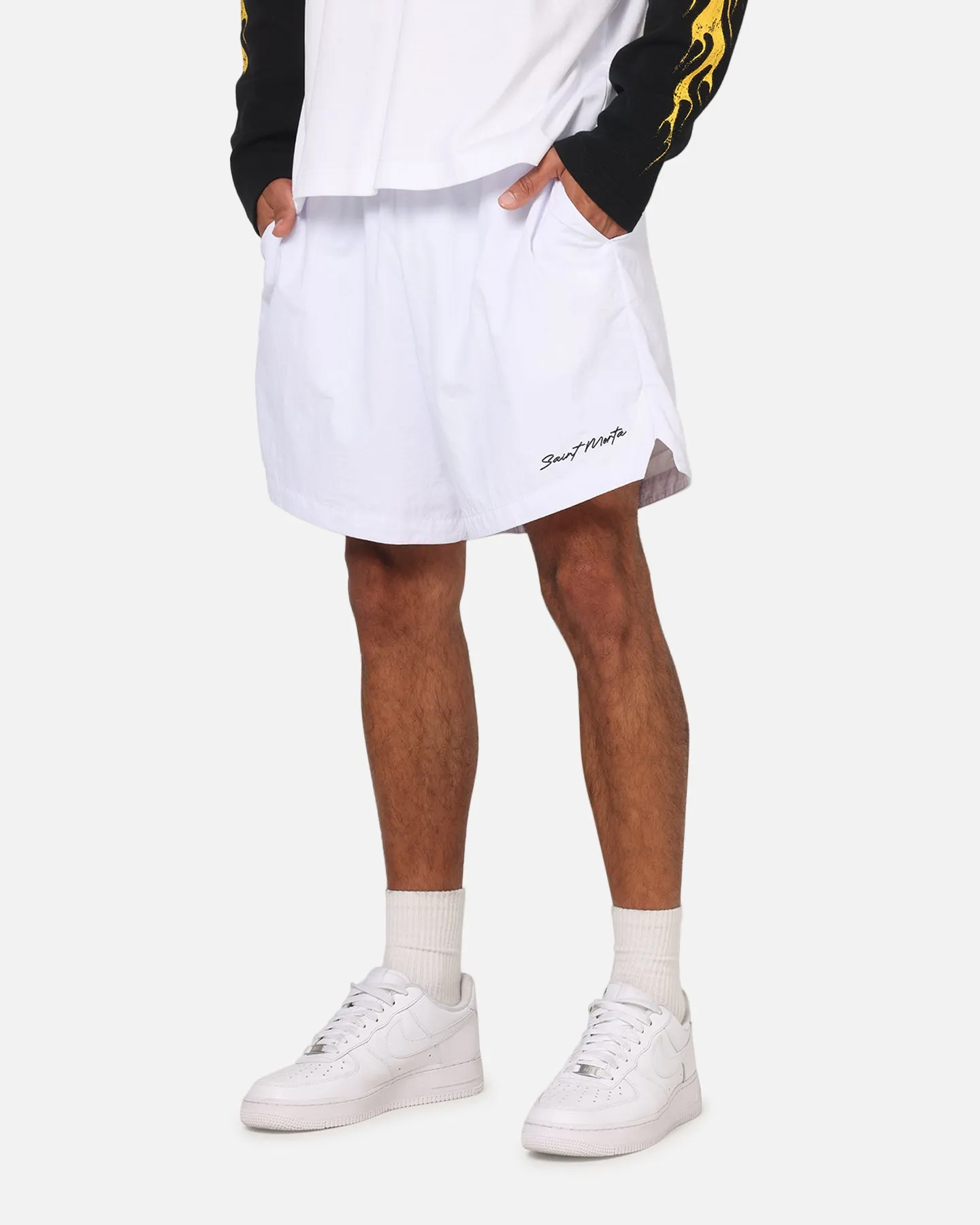 Saint Morta Scription Nylon Shorts White sold by Culture Kings