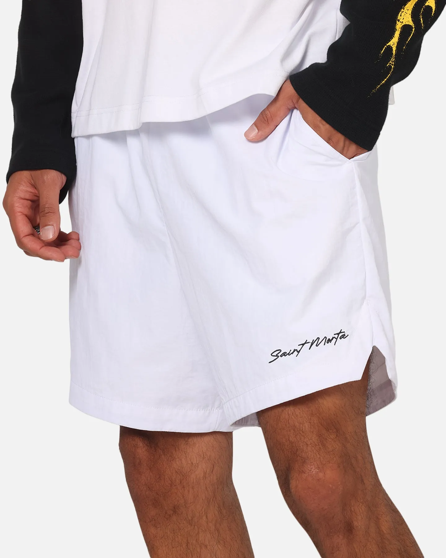 Saint Morta Scription Nylon Shorts White sold by Culture Kings product image thumbnail 3
