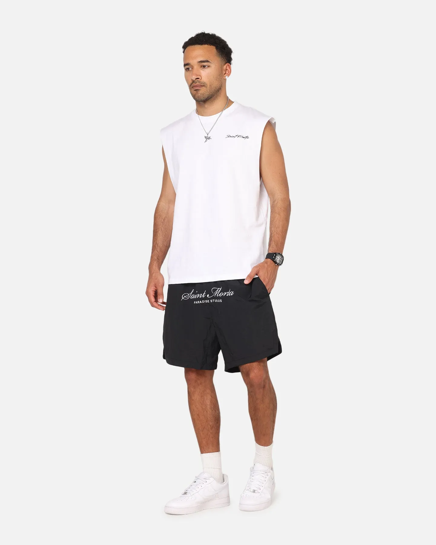 Saint Morta Saint Studios Logo Nylon Shorts Black sold by Culture Kings product image thumbnail 2