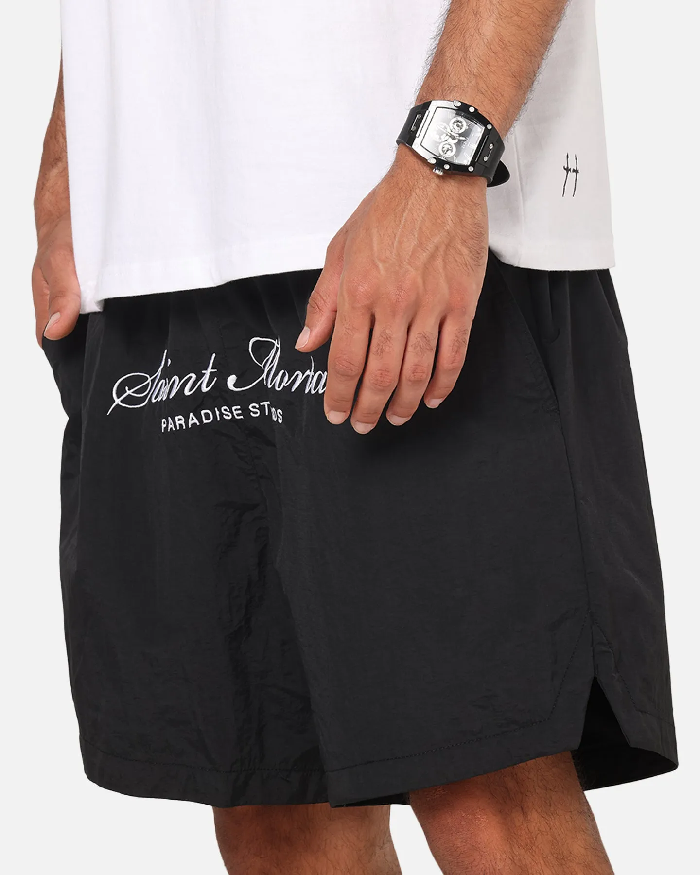 Saint Morta Saint Studios Logo Nylon Shorts Black sold by Culture Kings product image thumbnail 3