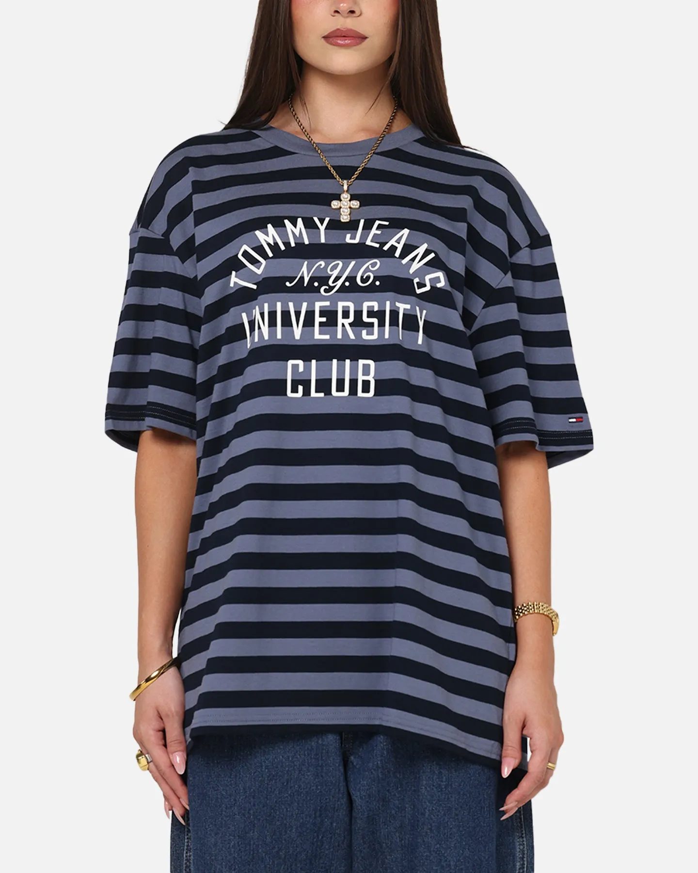 Tommy Jeans Relax Stripe Graphic T-Shirt Dark Night Navy sold by Culture Kings