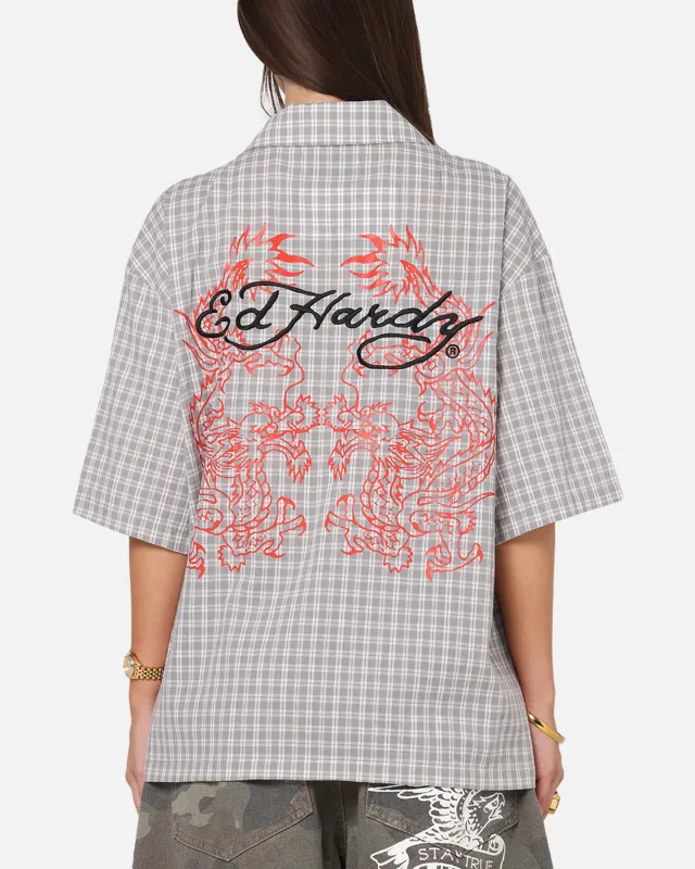 Ed Hardy Dragon Zip Shirt Grey/White sold by Culture Kings