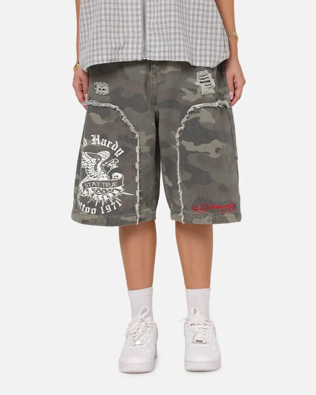 Ed Hardy Distress Camo Carpenter Jorts Camo sold by Culture Kings
