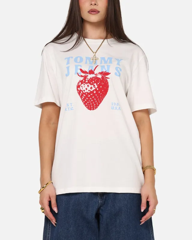 Tommy Jeans Women's TJW Strawberry T-Shirt Ecru made by Culture Kings