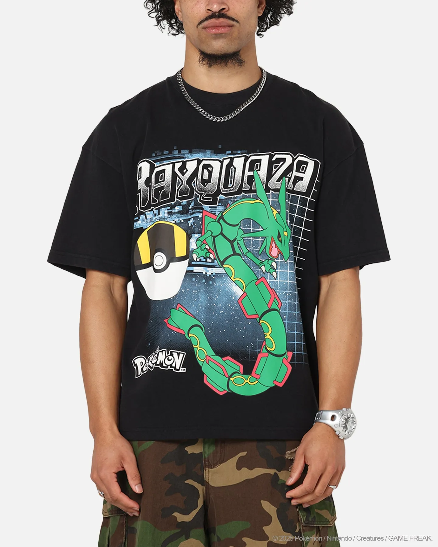 The Pokémon Collection By 73Studio Rayquaza T-Shirt Black Acidwash sold by Culture Kings