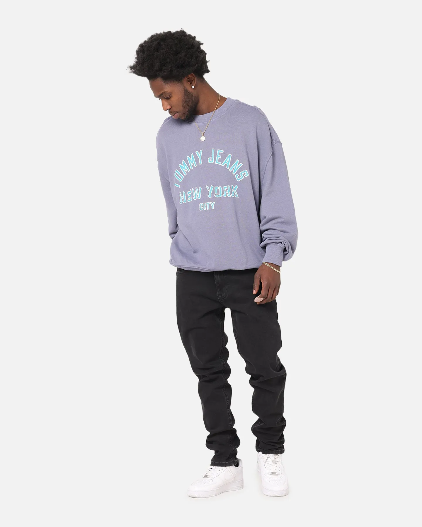 Tommy Jeans Cropped Overdyed Varsity Crewneck Washed Blue sold by Culture Kings product image thumbnail 2