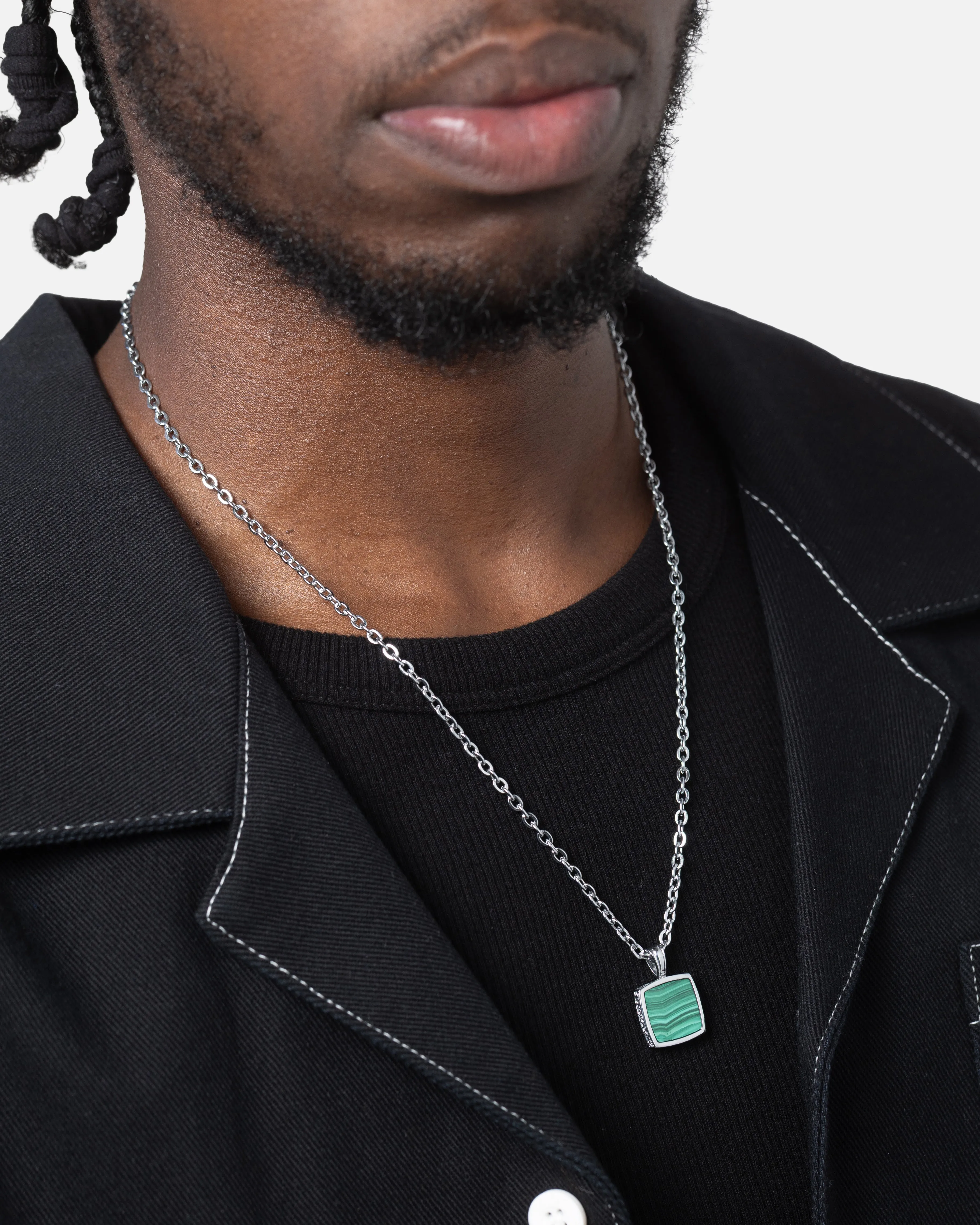 Saint Morta Malachite Pendant Chain White Gold sold by Culture Kings product image thumbnail 4