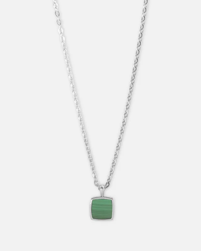 Saint Morta Malachite Pendant Chain White Gold sold by Culture Kings