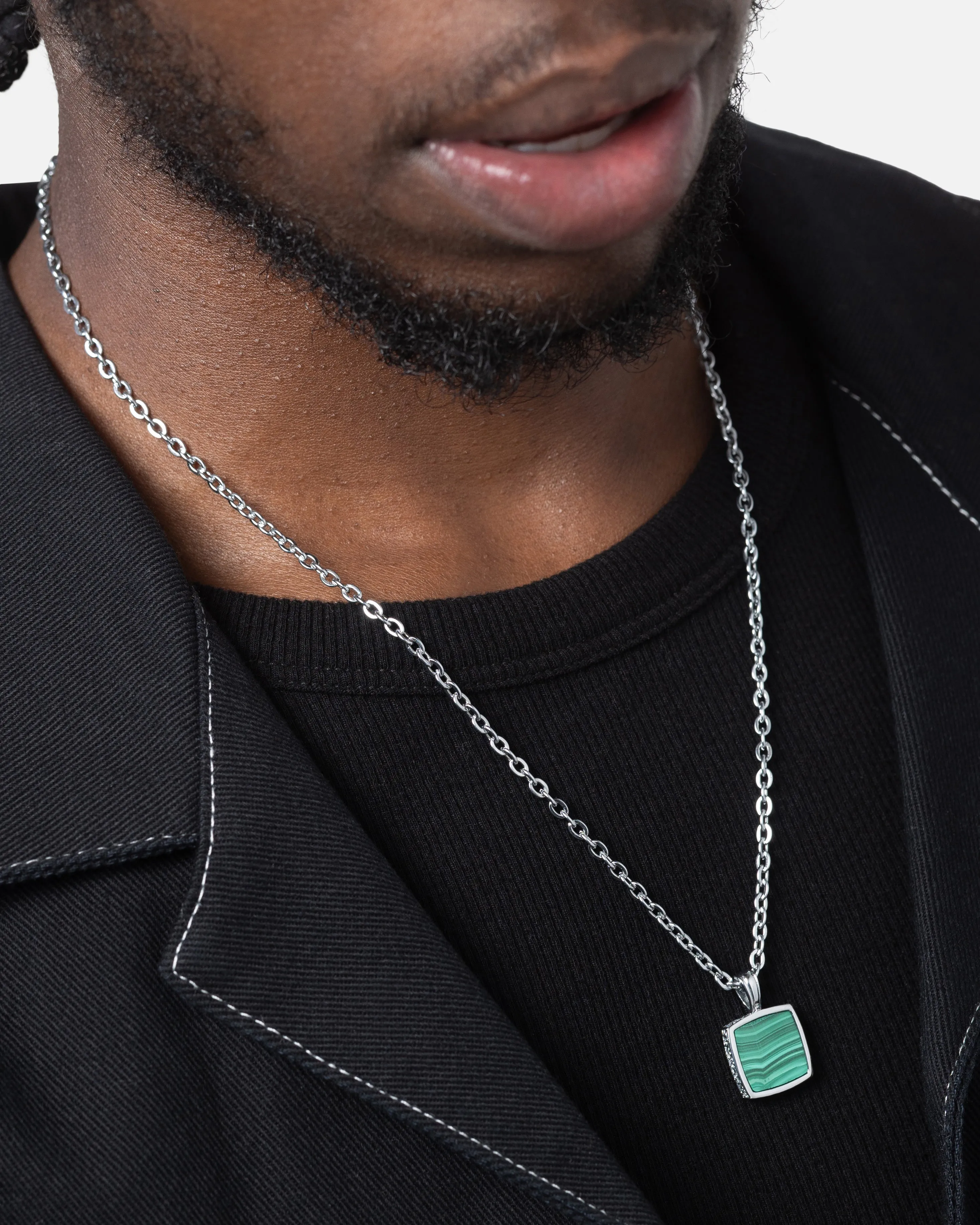 Saint Morta Malachite Pendant Chain White Gold sold by Culture Kings product image thumbnail 2