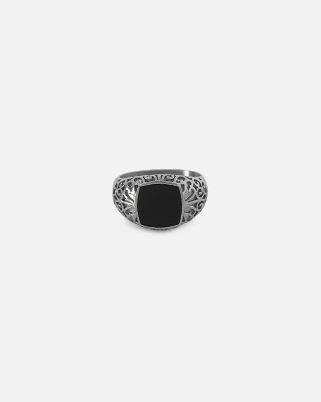 Saint Morta Onyx Square Ring White Gold sold by Culture Kings