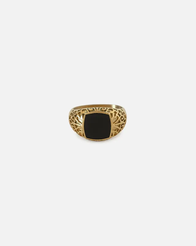 Saint Morta Onyx Square Ring Gold sold by Culture Kings