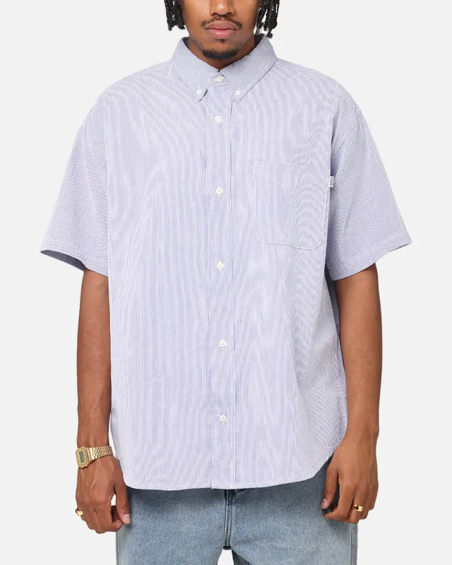 S Double Classic Oxford Button Up Shirt Navy Stripe made by Culture Kings