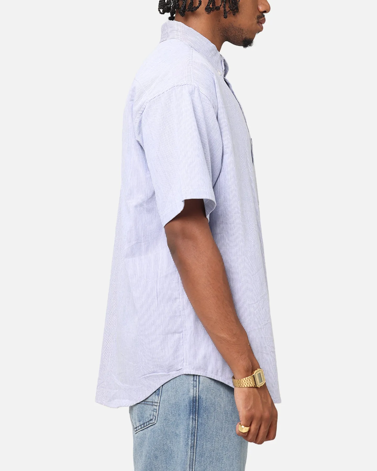 S Double Classic Oxford Button Up Shirt Navy Stripe sold by Culture Kings product image thumbnail 4