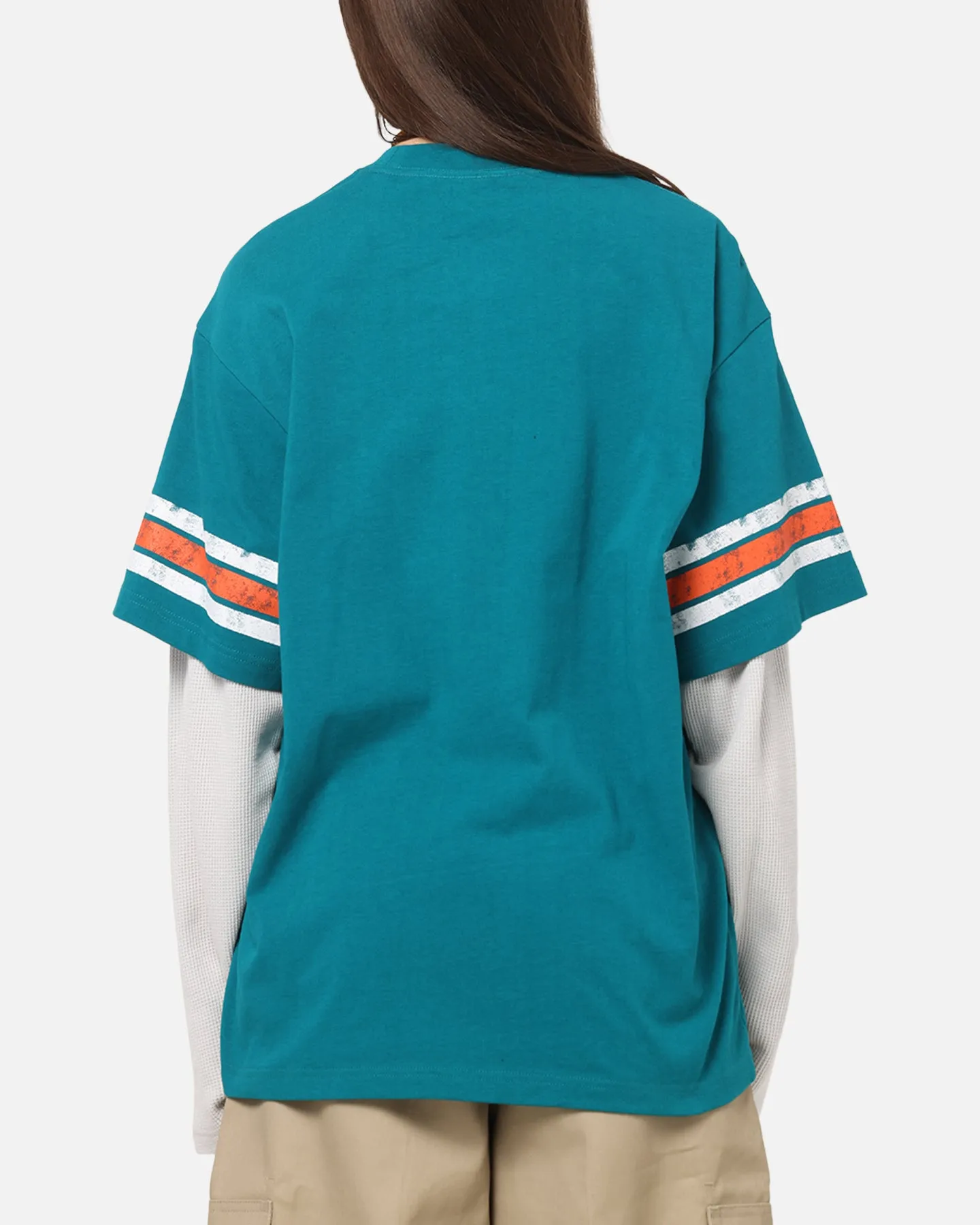 Mitchell & Ness Miami Dolphins Waffle Mock Layer Long Sleeve T-Shirt Teal sold by Culture Kings product image thumbnail 3
