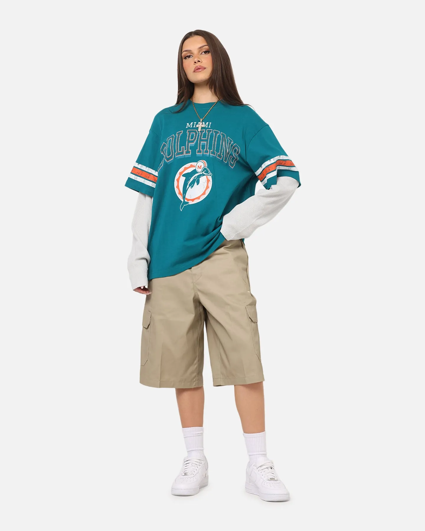 Mitchell & Ness Miami Dolphins Waffle Mock Layer Long Sleeve T-Shirt Teal sold by Culture Kings product image thumbnail 2