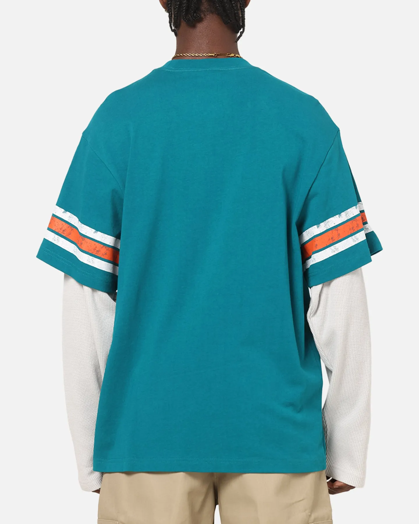 Mitchell & Ness Miami Dolphins Waffle Mock Layer Long Sleeve T-Shirt Teal sold by Culture Kings product image thumbnail 3