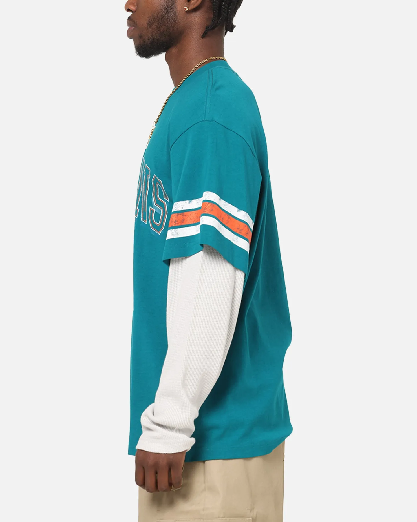 Mitchell & Ness Miami Dolphins Waffle Mock Layer Long Sleeve T-Shirt Teal sold by Culture Kings product image thumbnail 5