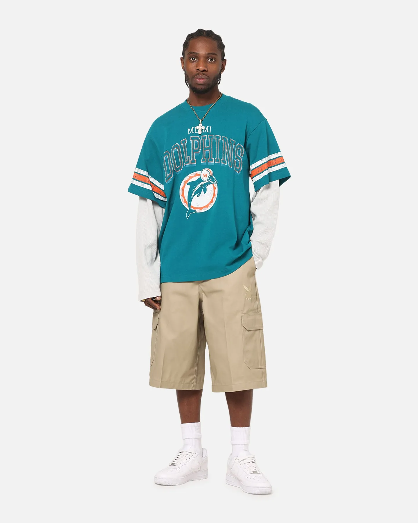 Mitchell & Ness Miami Dolphins Waffle Mock Layer Long Sleeve T-Shirt Teal sold by Culture Kings product image thumbnail 2