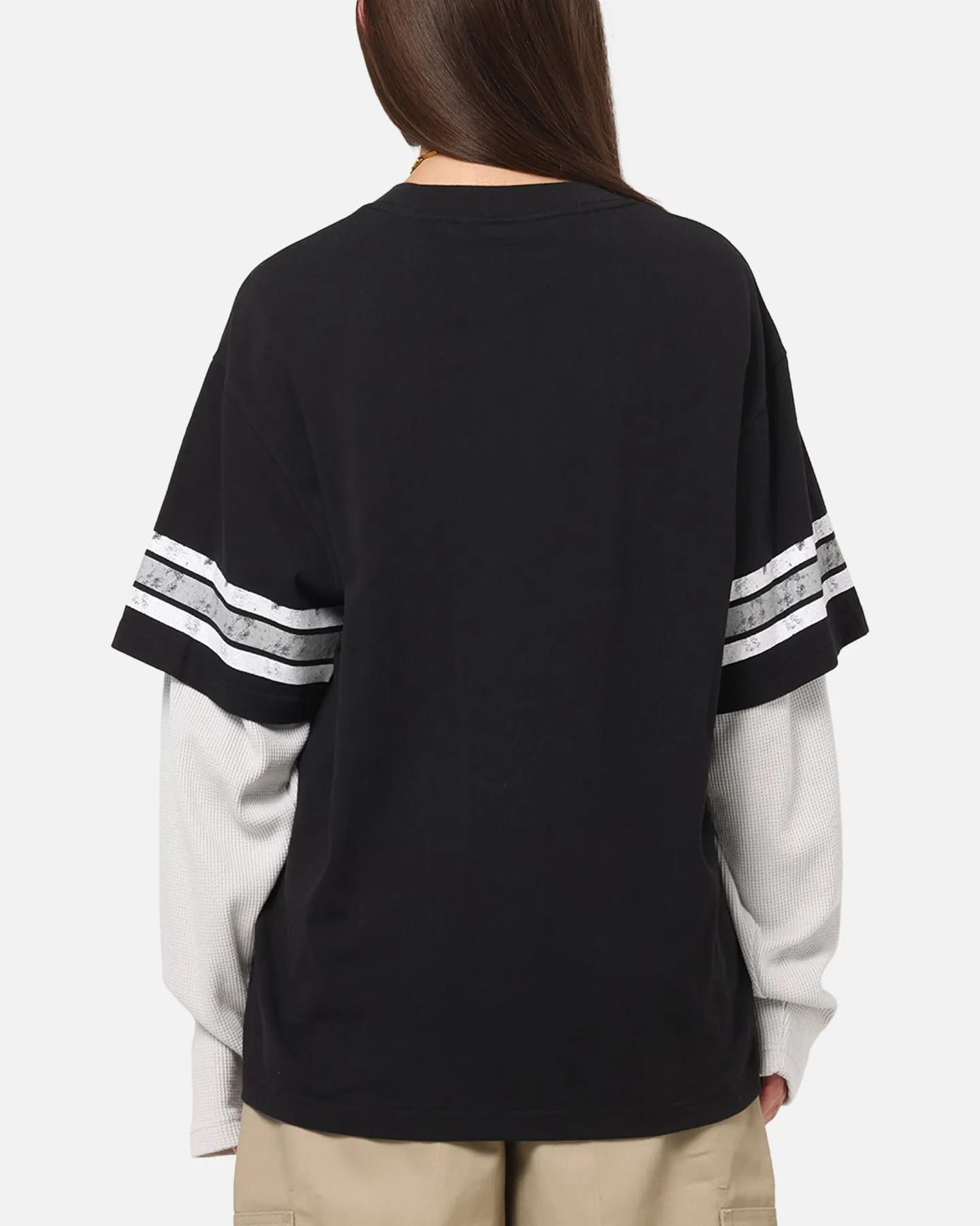 Mitchell & Ness Oakland Raiders Waffle Mock Layer Long Sleeve T-Shirt Black sold by Culture Kings product image thumbnail 3