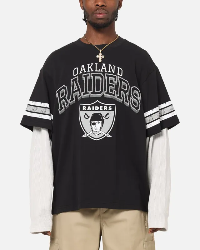 Mitchell & Ness Oakland Raiders Waffle Mock Layer Long Sleeve T-Shirt Black sold by Culture Kings