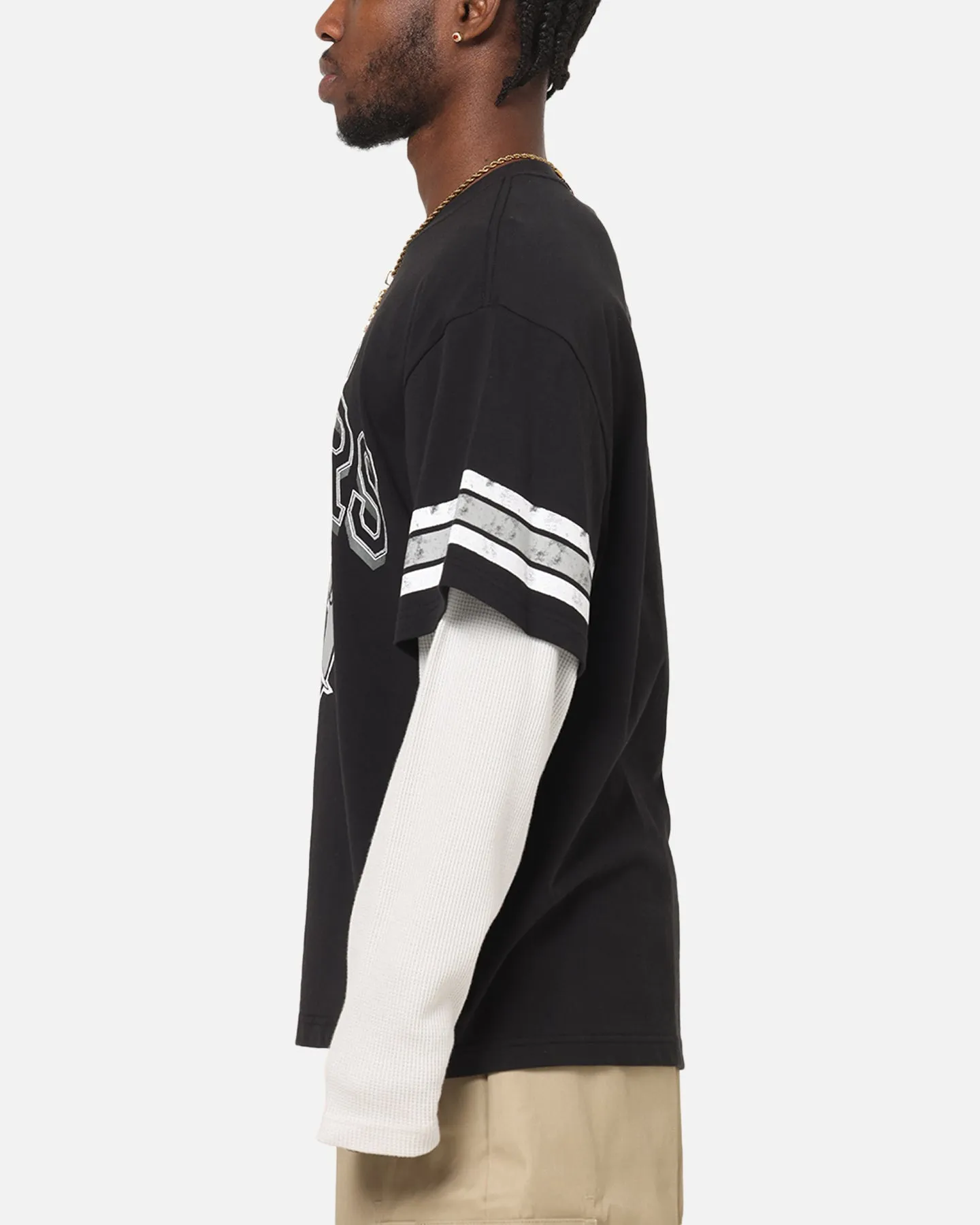 Mitchell & Ness Oakland Raiders Waffle Mock Layer Long Sleeve T-Shirt Black sold by Culture Kings product image thumbnail 5