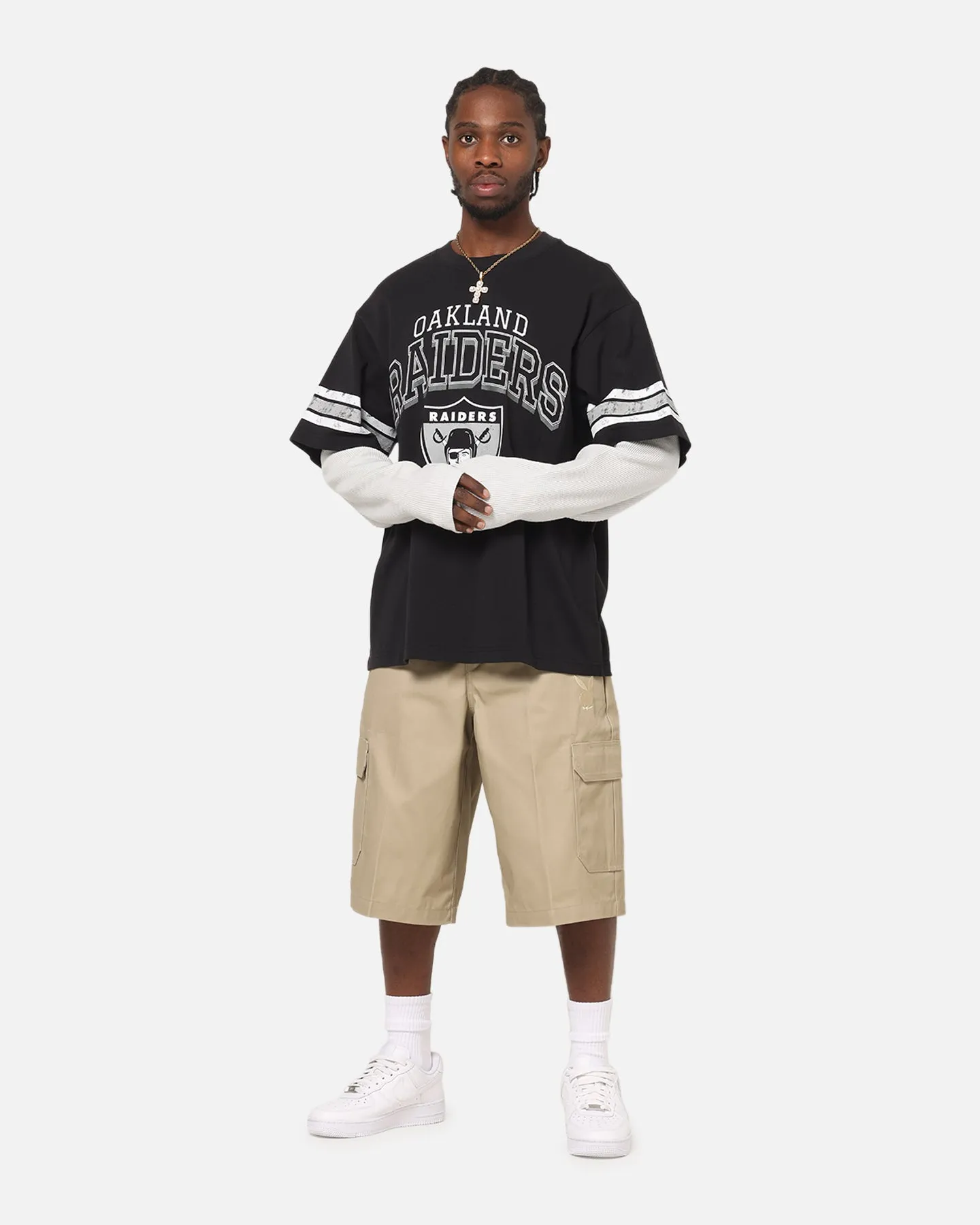 Mitchell & Ness Oakland Raiders Waffle Mock Layer Long Sleeve T-Shirt Black sold by Culture Kings product image thumbnail 2