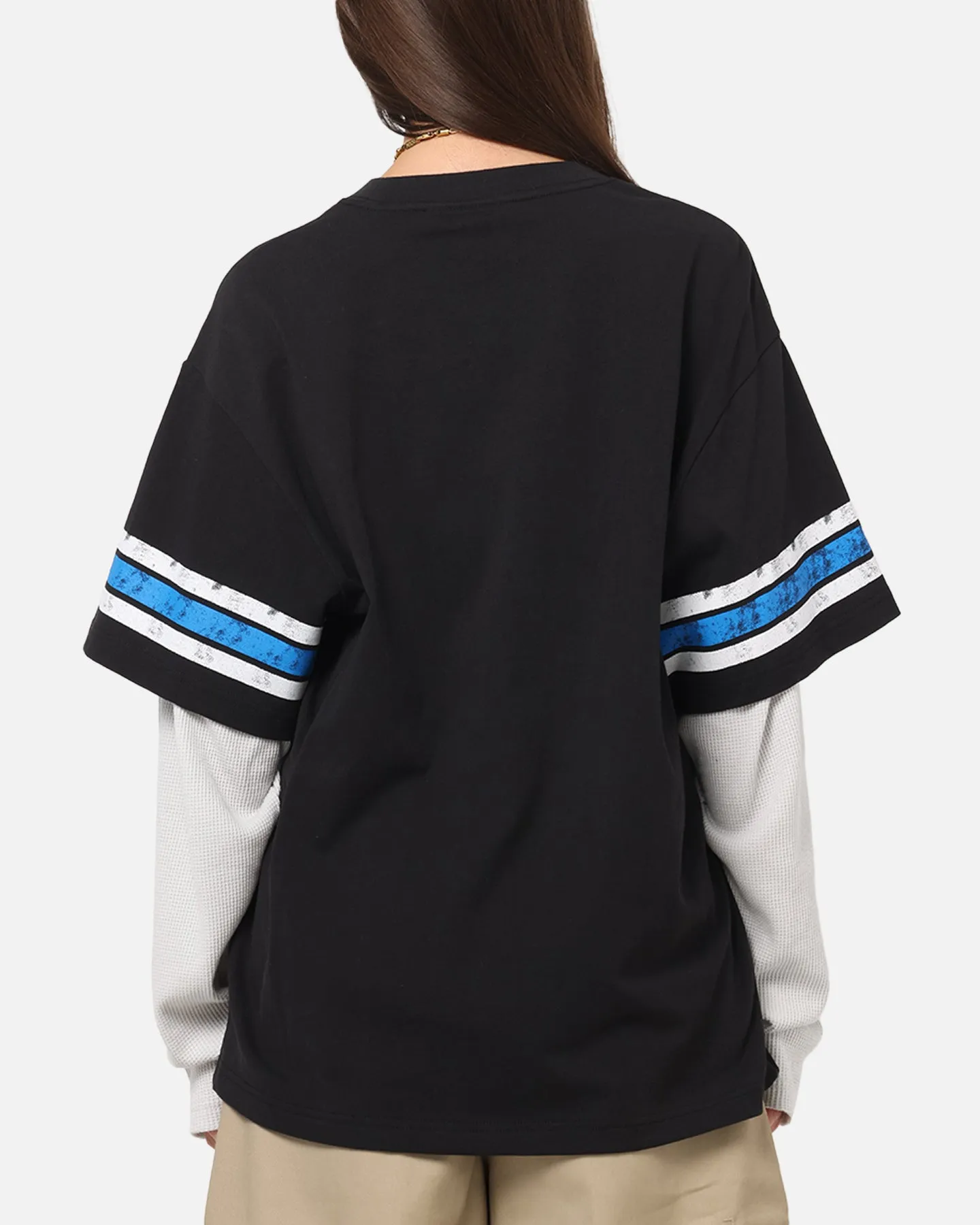 Mitchell & Ness Detroit Lions Waffle Mock Layer Long Sleeve T-Shirt Black sold by Culture Kings product image thumbnail 3