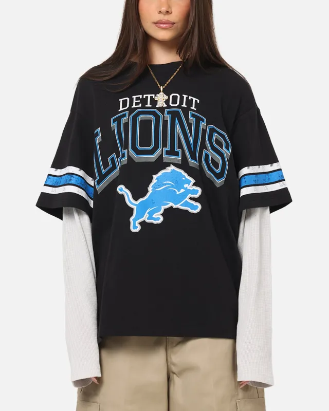 Mitchell & Ness Detroit Lions Waffle Mock Layer Long Sleeve T-Shirt Black sold by Culture Kings