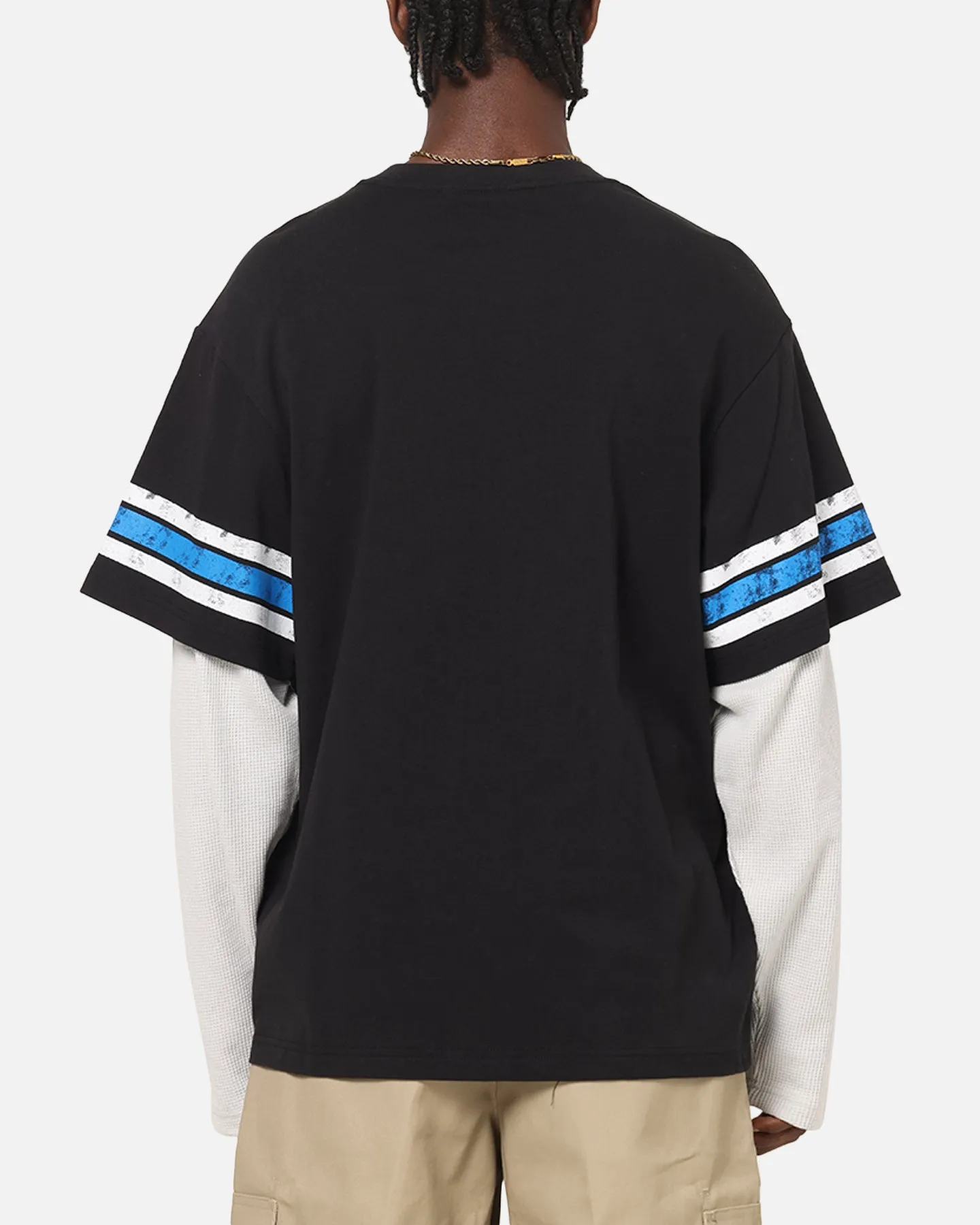 Mitchell & Ness Detroit Lions Waffle Mock Layer Long Sleeve T-Shirt Black sold by Culture Kings product image thumbnail 3