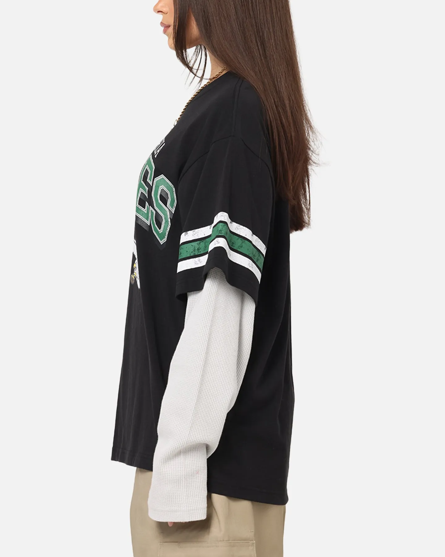 Mitchell & Ness Philadelphia Eagles Waffle Mock Layer Long Sleeve T-Shirt Black sold by Culture Kings product image thumbnail 5