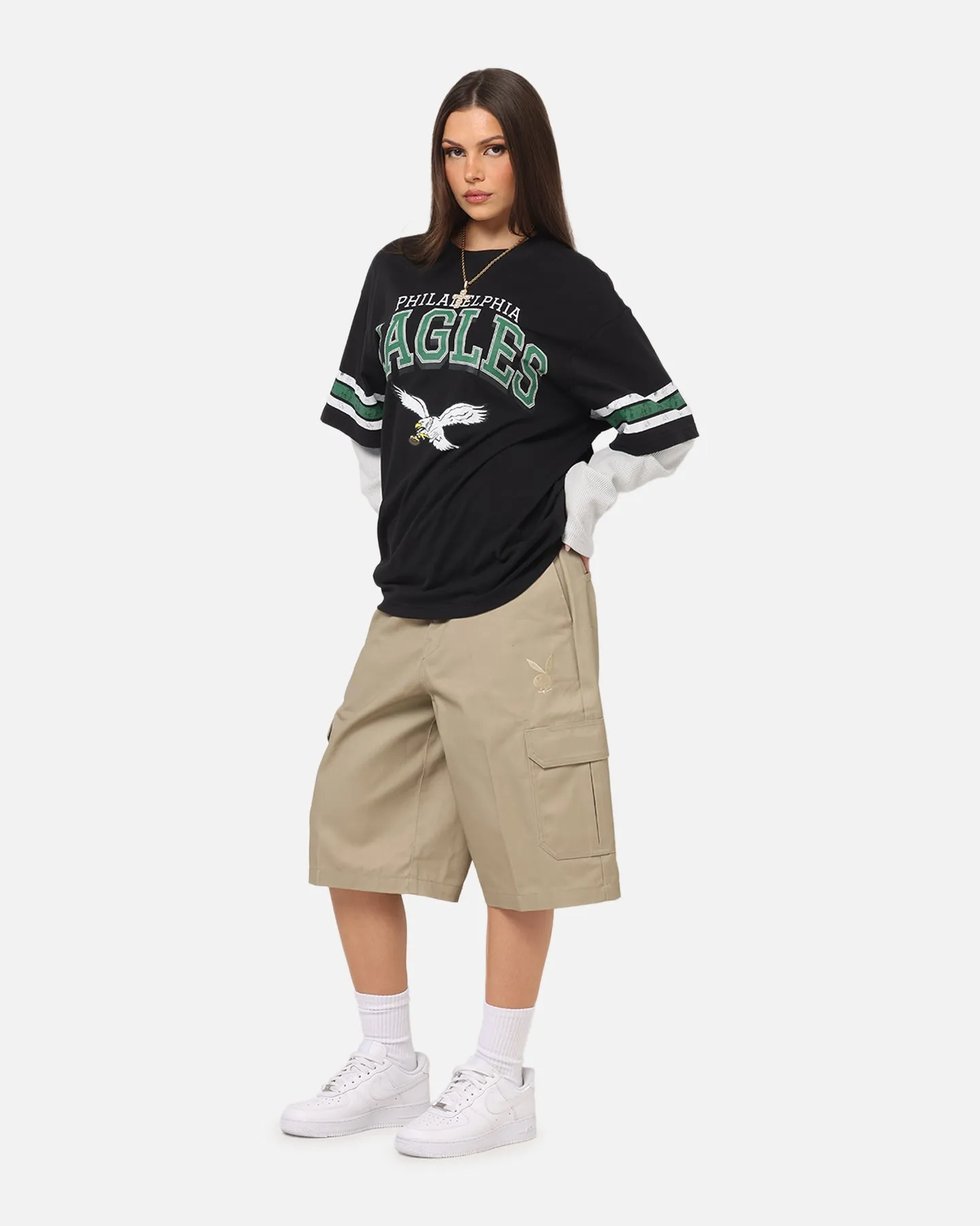 Mitchell & Ness Philadelphia Eagles Waffle Mock Layer Long Sleeve T-Shirt Black sold by Culture Kings product image thumbnail 2