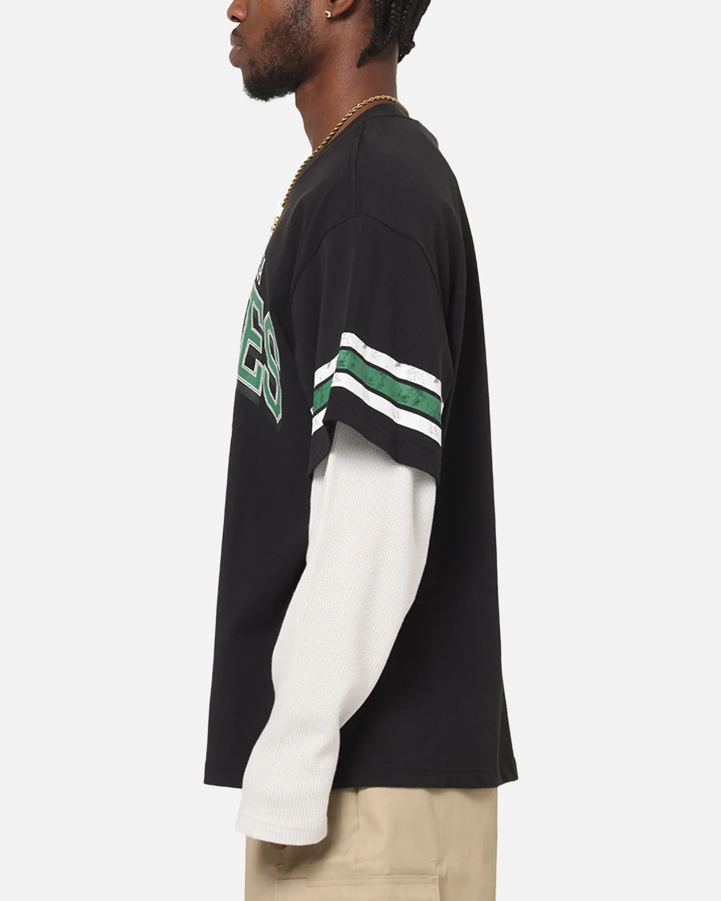 Mitchell & Ness Philadelphia Eagles Waffle Mock Layer Long Sleeve T-Shirt Black sold by Culture Kings product image thumbnail 5