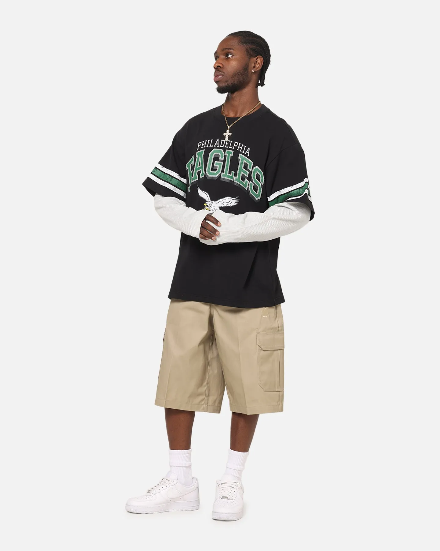 Mitchell & Ness Philadelphia Eagles Waffle Mock Layer Long Sleeve T-Shirt Black sold by Culture Kings product image thumbnail 2