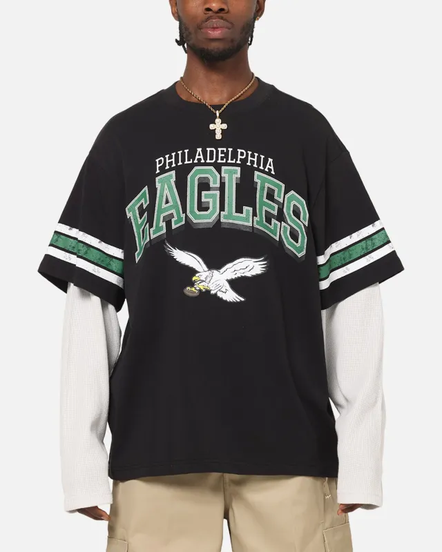 Mitchell & Ness Philadelphia Eagles Waffle Mock Layer Long Sleeve T-Shirt Black sold by Culture Kings