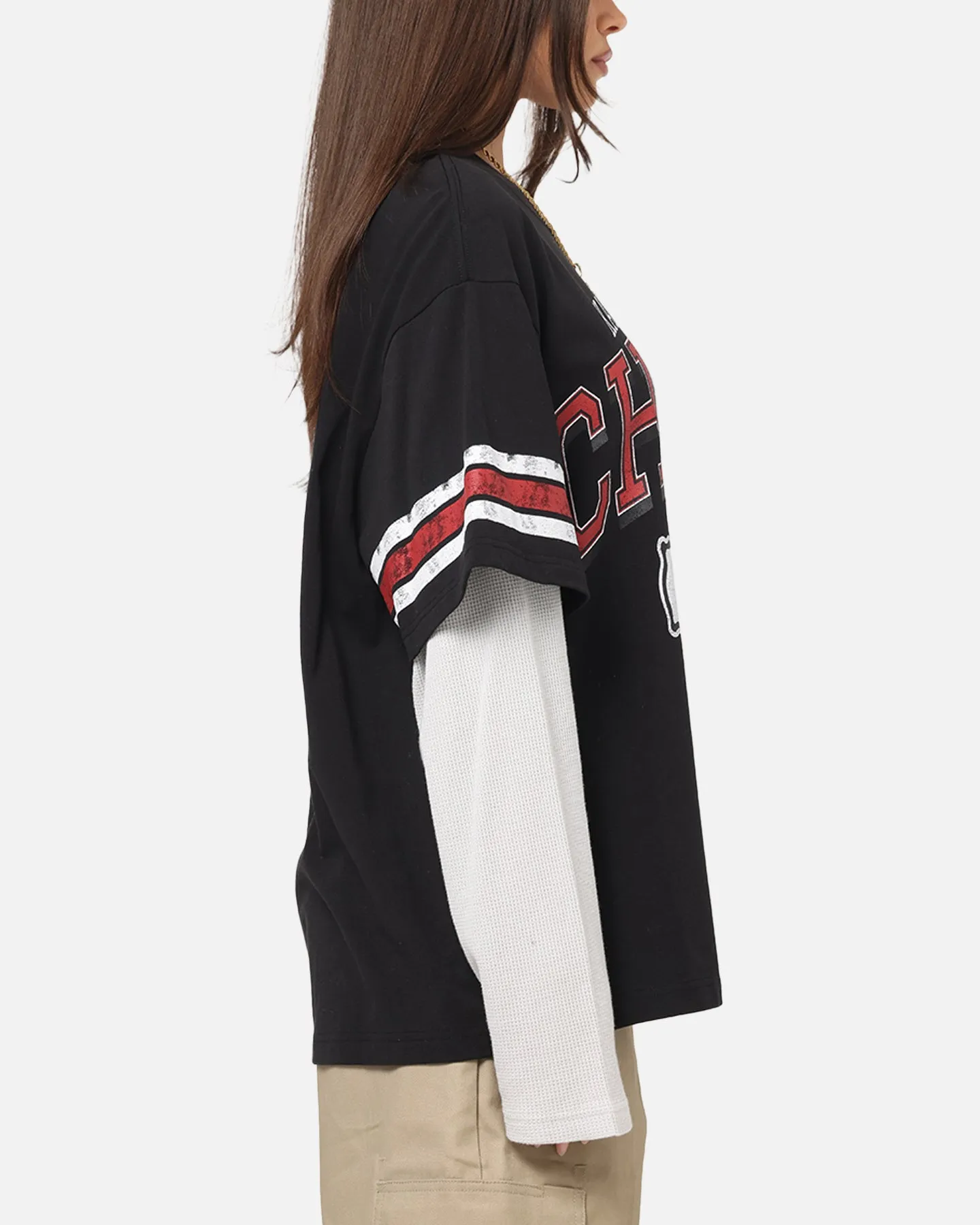 Mitchell & Ness Kansas City Chiefs Waffle Mock Layer Long Sleeve T-Shirt Black sold by Culture Kings product image thumbnail 4