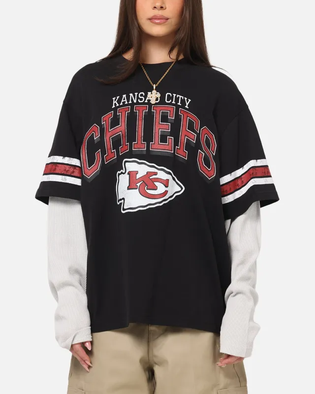 Mitchell & Ness Kansas City Chiefs Waffle Mock Layer Long Sleeve T-Shirt Black sold by Culture Kings