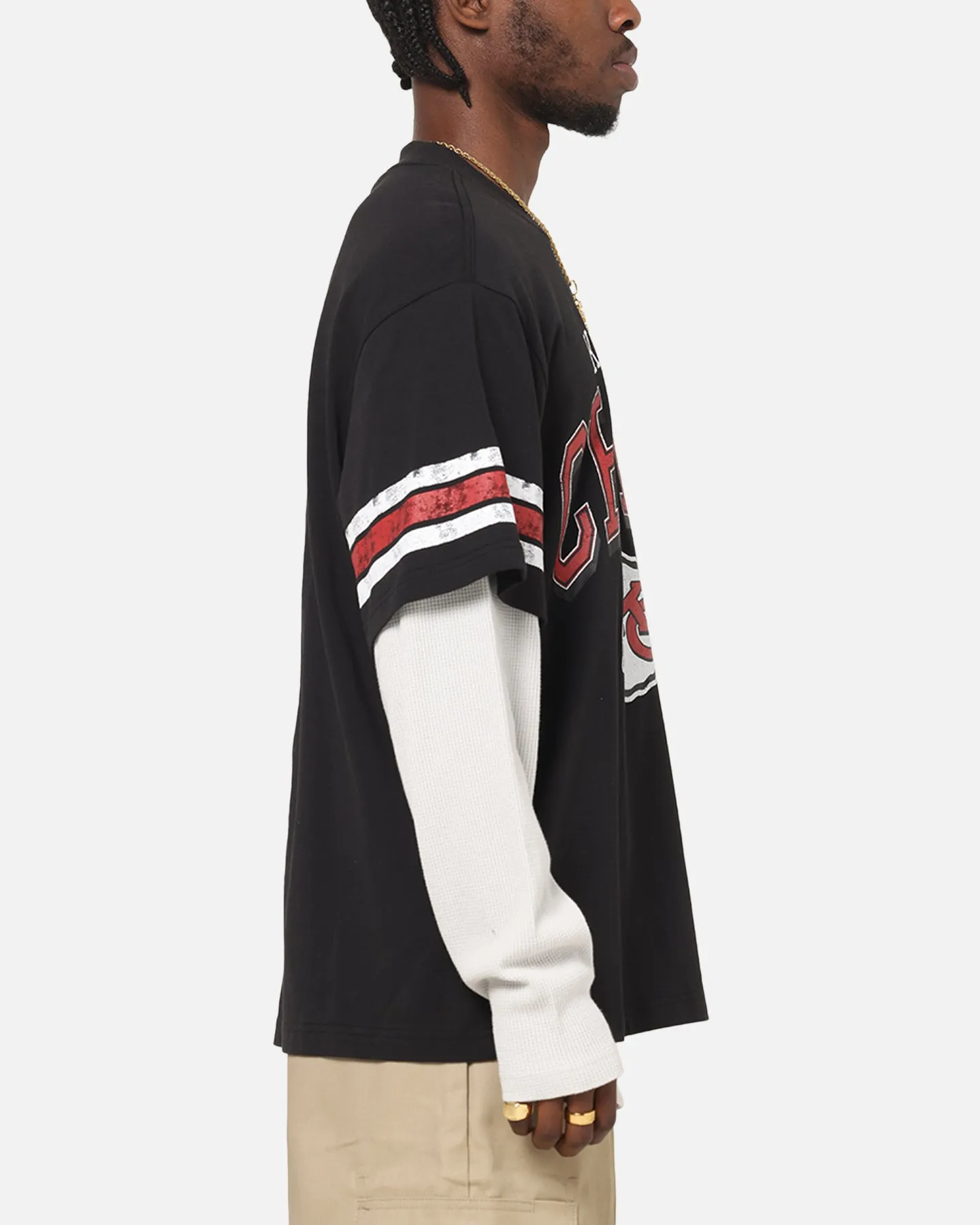 Mitchell & Ness Kansas City Chiefs Waffle Mock Layer Long Sleeve T-Shirt Black sold by Culture Kings product image thumbnail 4
