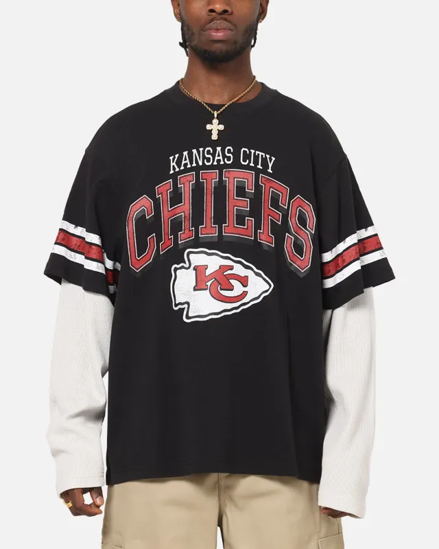 Mitchell & Ness Kansas City Chiefs Waffle Mock Layer Long Sleeve T-Shirt Black sold by Culture Kings