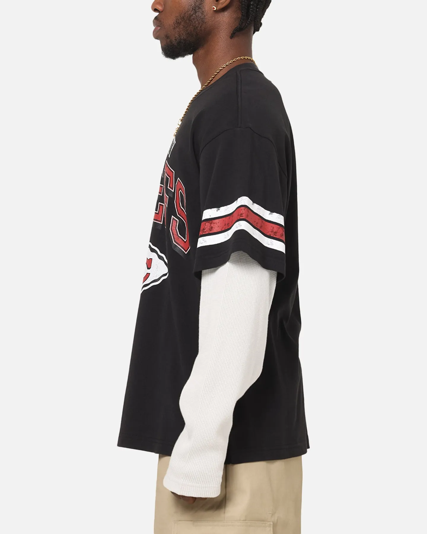 Mitchell & Ness Kansas City Chiefs Waffle Mock Layer Long Sleeve T-Shirt Black sold by Culture Kings product image thumbnail 5