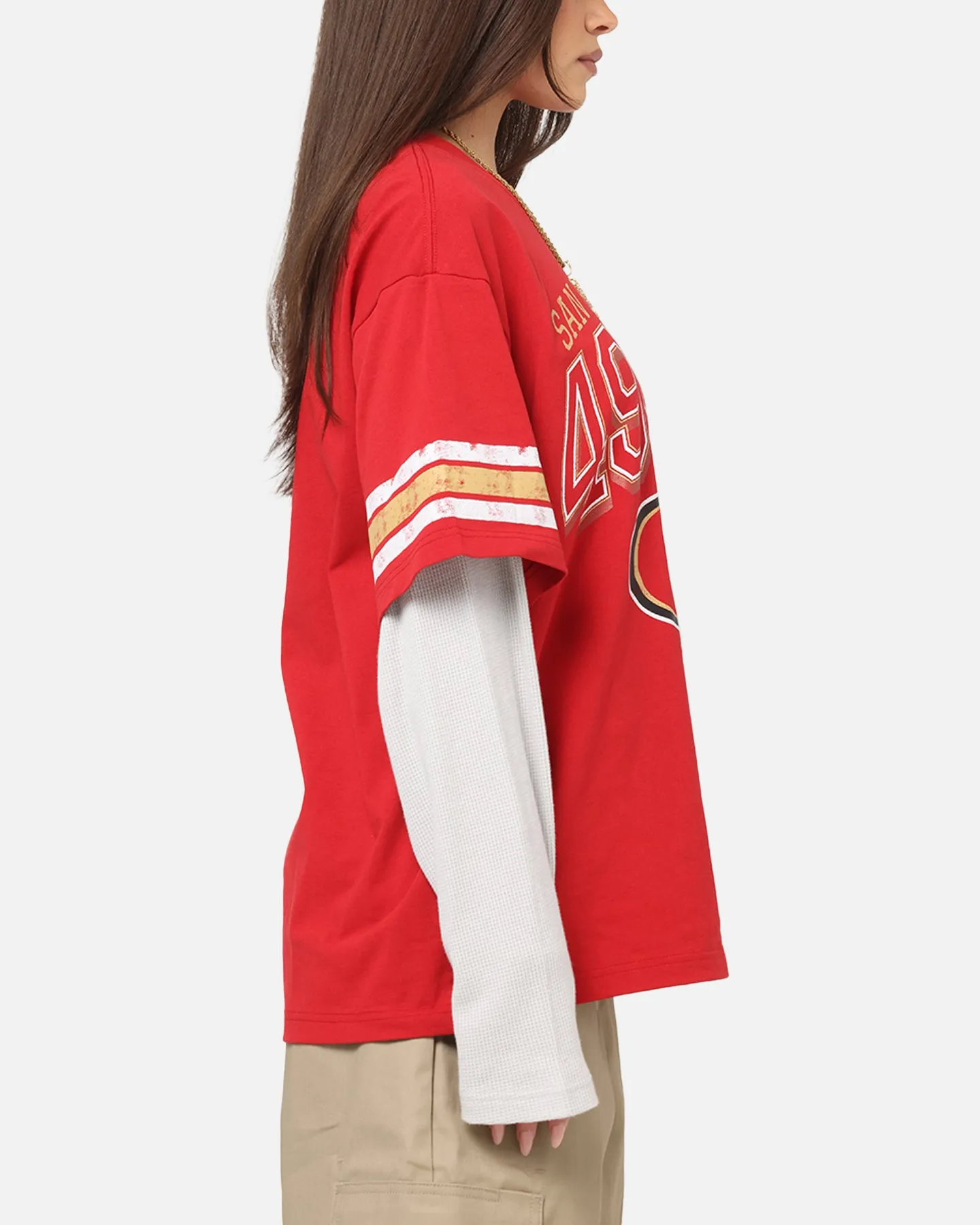 Mitchell & Ness San Francisco 49ers Waffle Mock Layer Long Sleeve T-Shirt Red sold by Culture Kings product image thumbnail 4