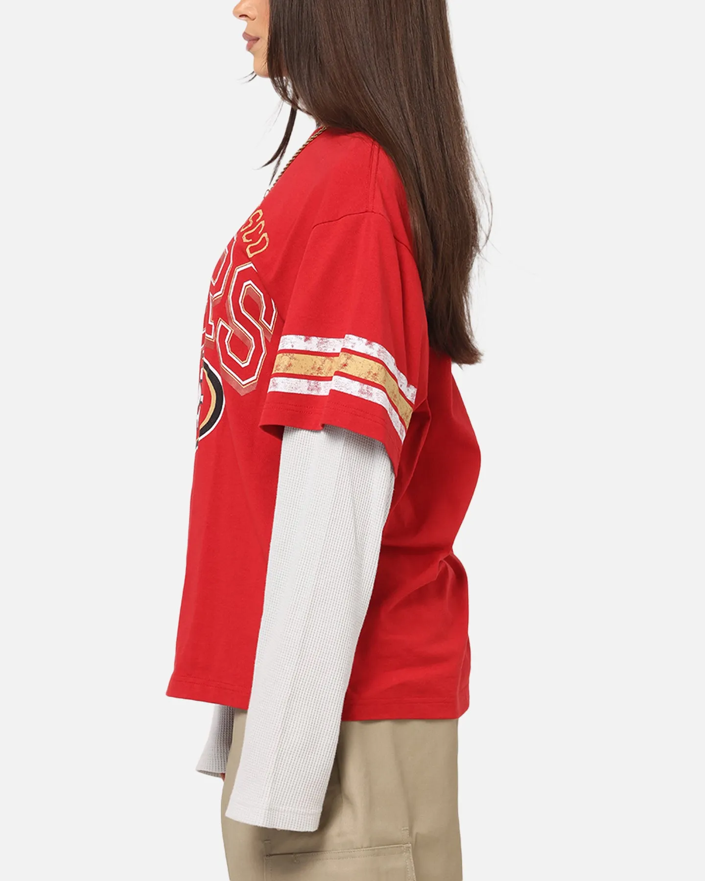 Mitchell & Ness San Francisco 49ers Waffle Mock Layer Long Sleeve T-Shirt Red sold by Culture Kings product image thumbnail 5