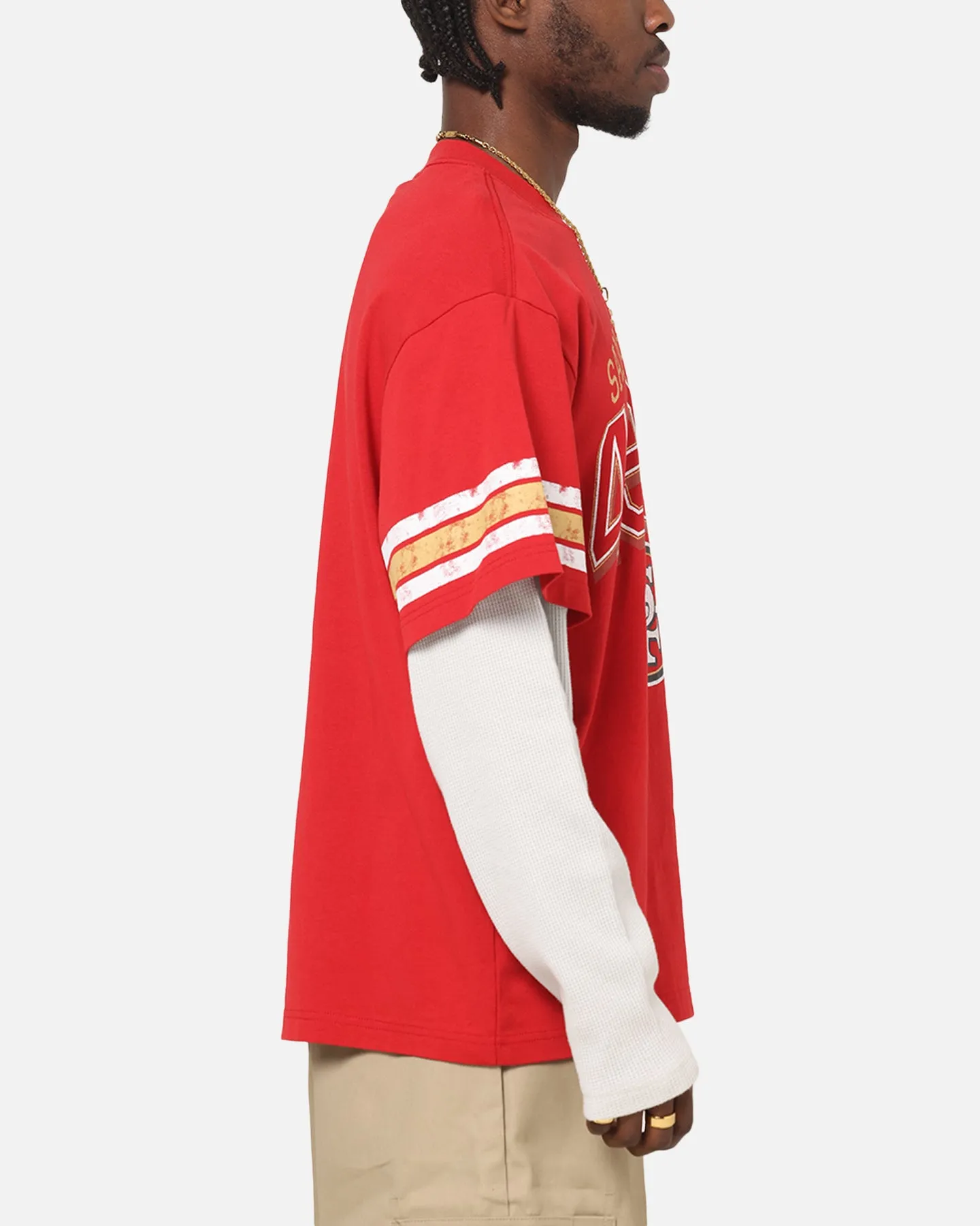 Mitchell & Ness San Francisco 49ers Waffle Mock Layer Long Sleeve T-Shirt Red sold by Culture Kings product image thumbnail 4