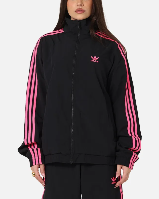 Adidas Firebird Track Jacket Black/Lucid Pink sold by Culture Kings