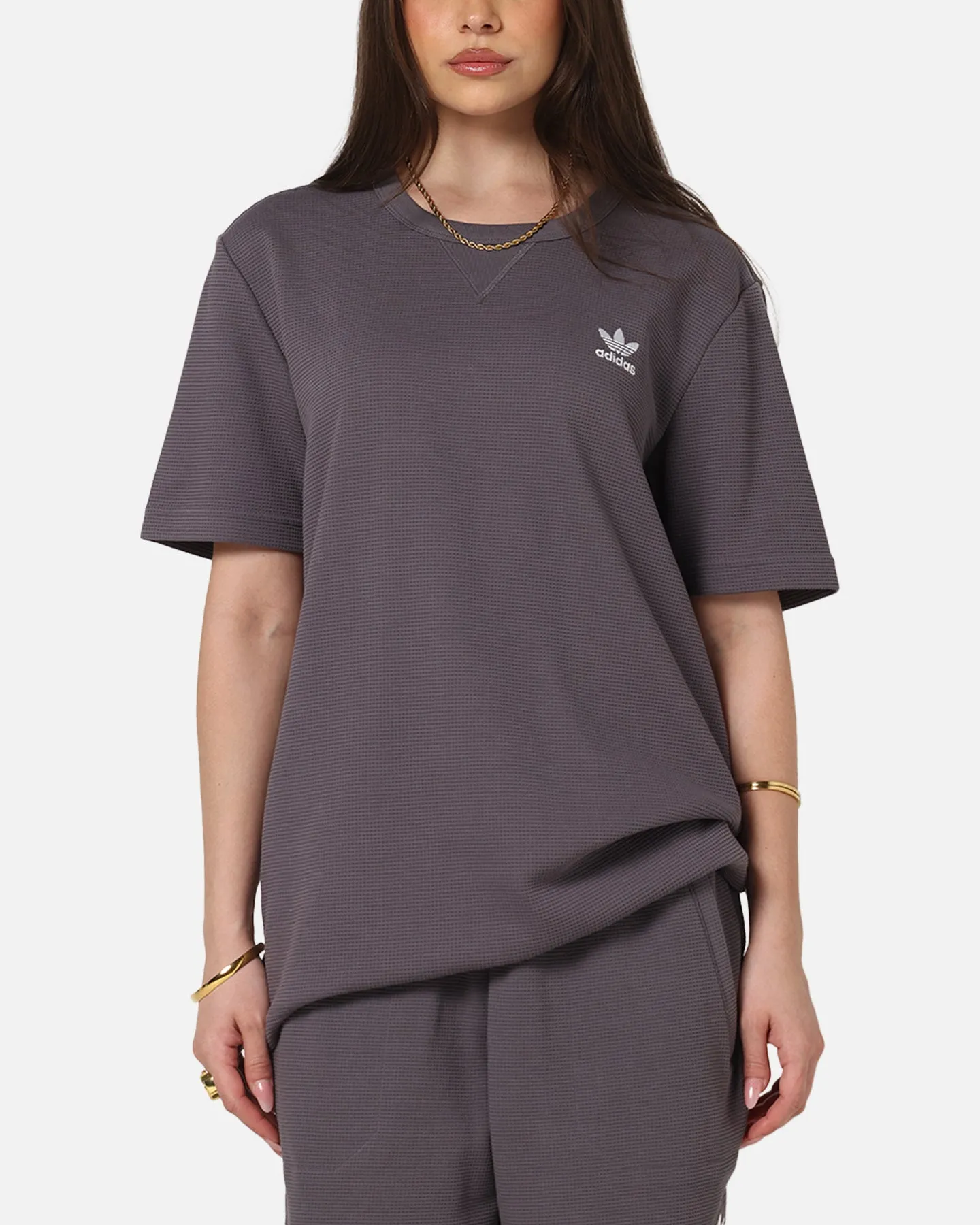 Adidas Trefoil Essentials Waffle T-Shirt Grey Strata sold by Culture Kings