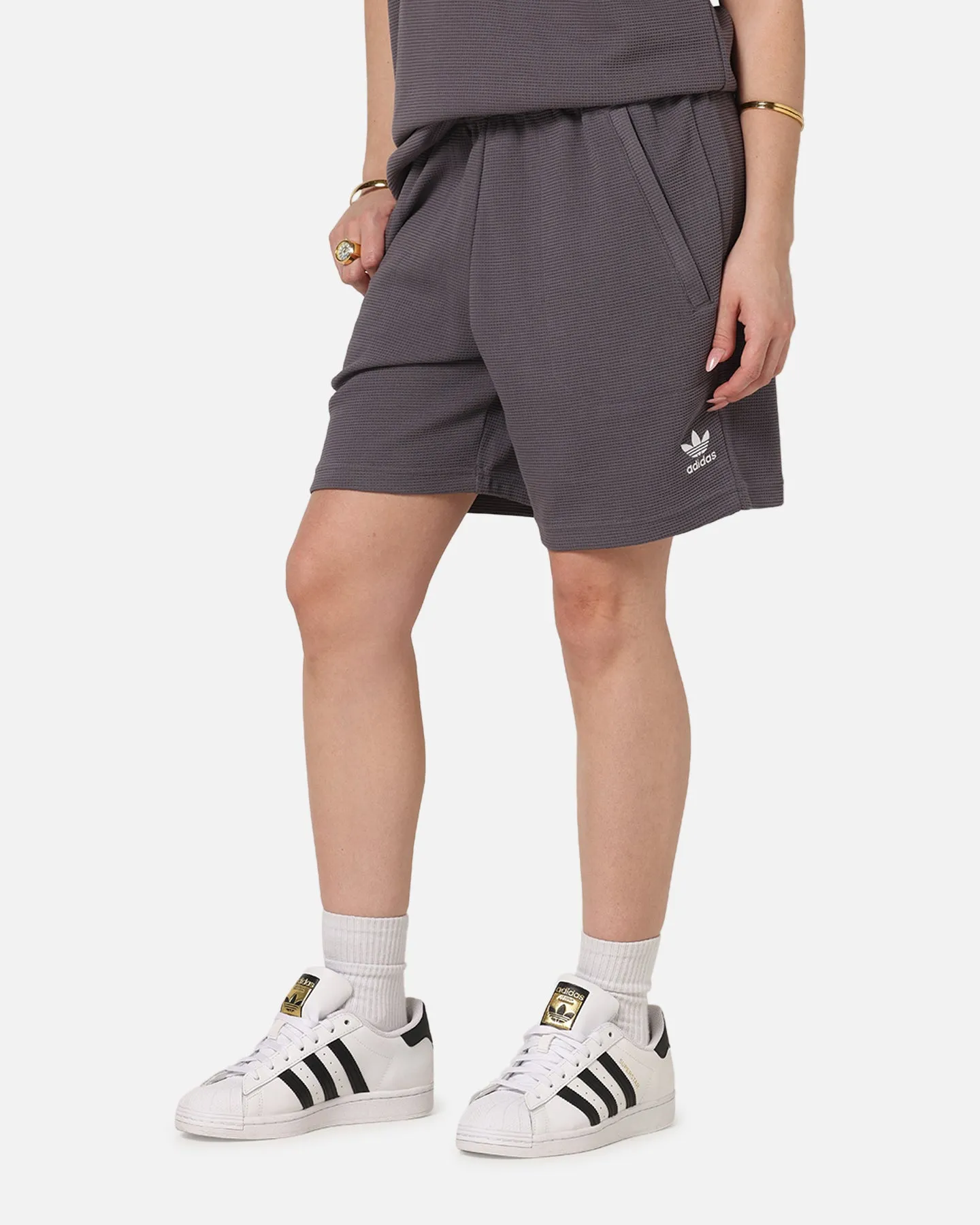 Adidas Trefoil Essentials Waffle Shorts Grey Strata sold by Culture Kings