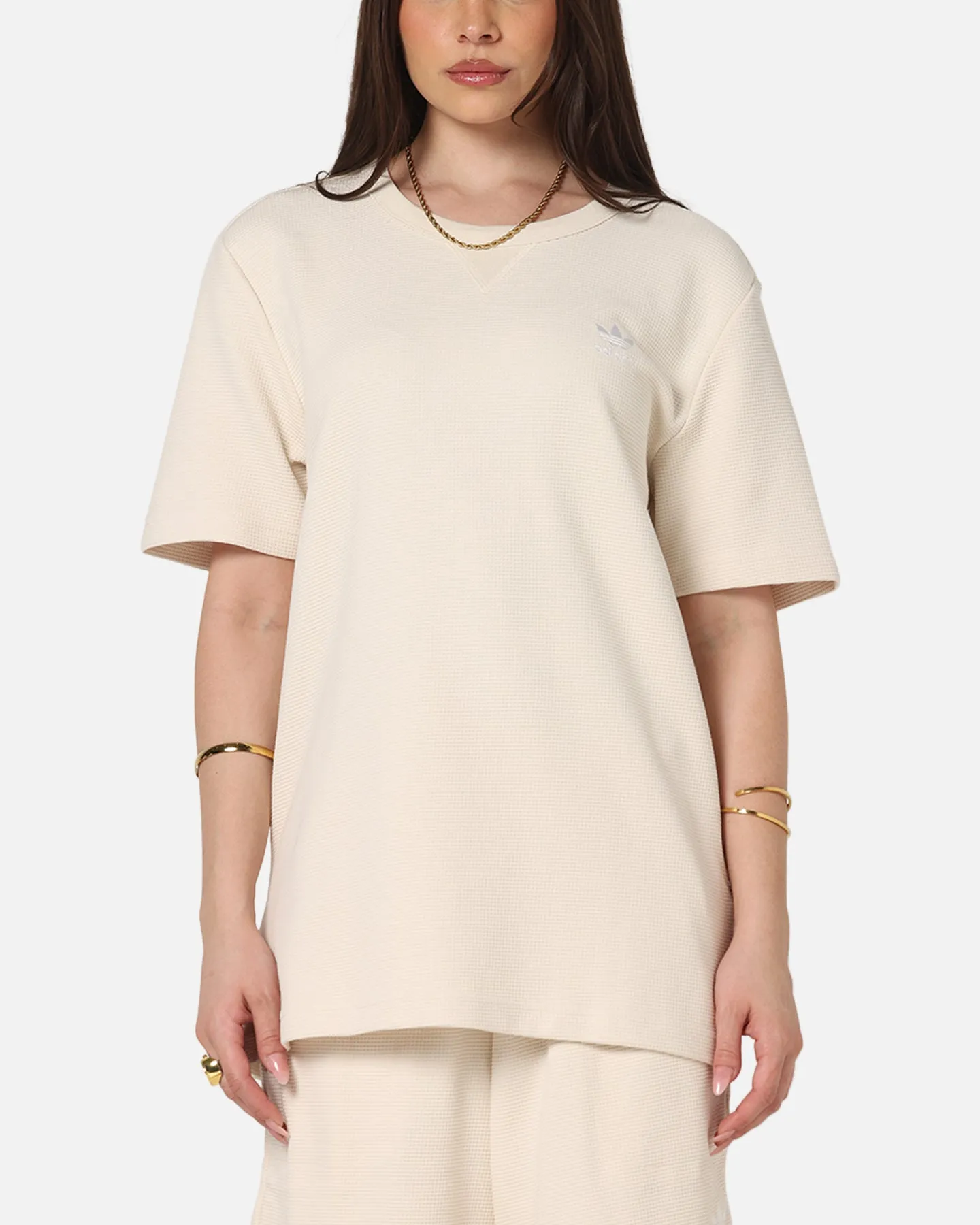 Adidas Trefoil Essentials Waffle T-Shirt Wonder White sold by Culture Kings