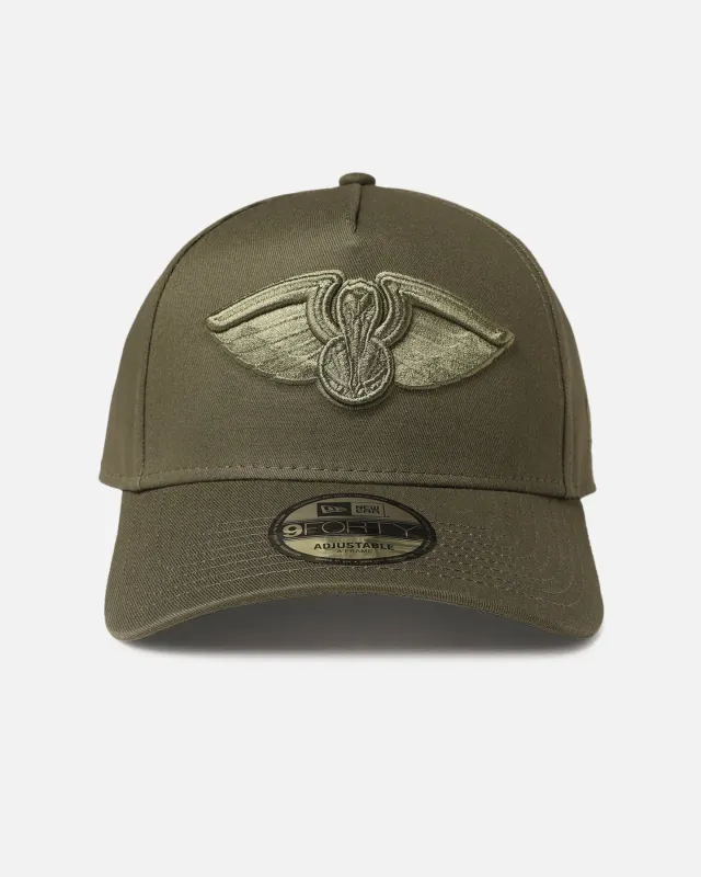 New Era New Orleans Pelicans 9FORTY A-Frame Snapback Olive made by New Era