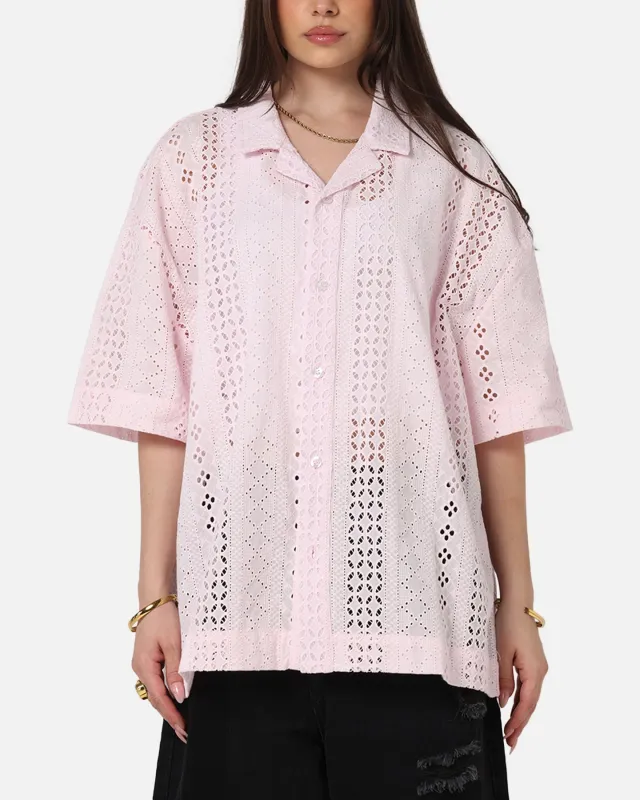 Saint Morta Crochet Button Up Shirt Pink sold by Culture Kings