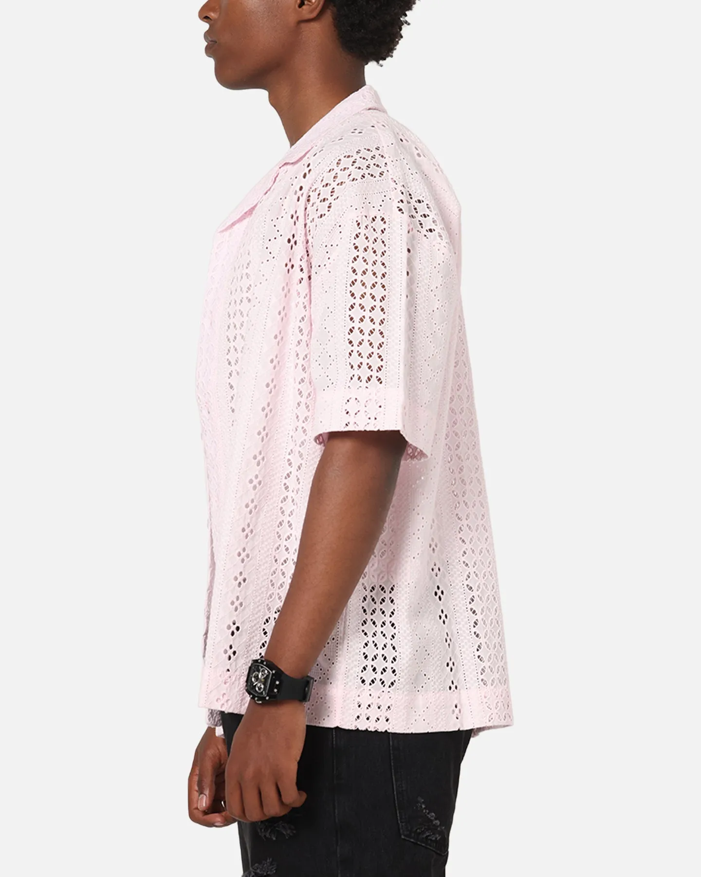 Saint Morta Crochet Button Up Shirt Pink sold by Culture Kings product image thumbnail 5