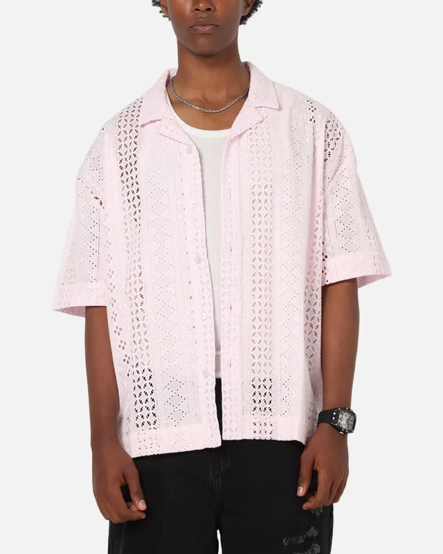 Saint Morta Crochet Button Up Shirt Pink made by Culture Kings